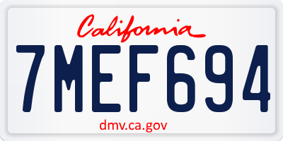 CA license plate 7MEF694