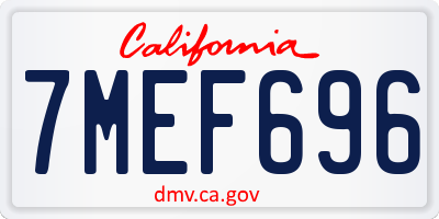 CA license plate 7MEF696