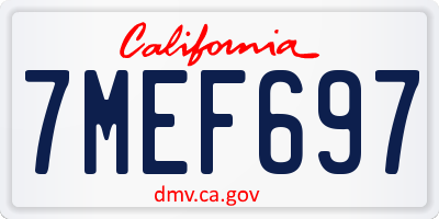 CA license plate 7MEF697