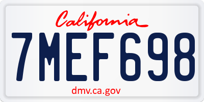 CA license plate 7MEF698