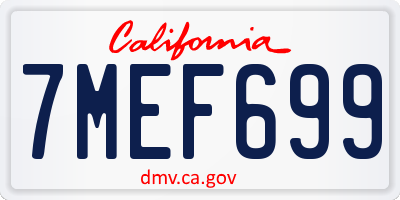 CA license plate 7MEF699