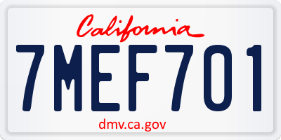 CA license plate 7MEF701