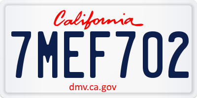 CA license plate 7MEF702