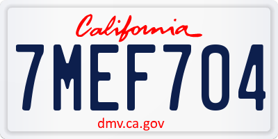 CA license plate 7MEF704