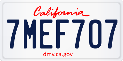 CA license plate 7MEF707
