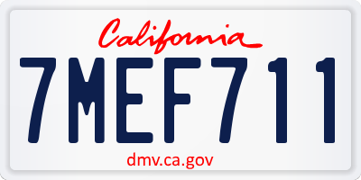 CA license plate 7MEF711