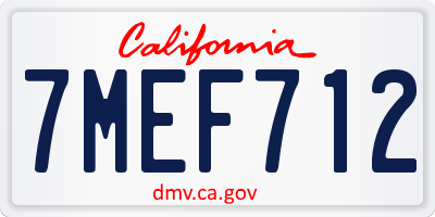 CA license plate 7MEF712