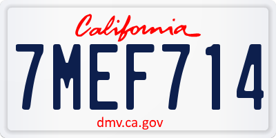 CA license plate 7MEF714