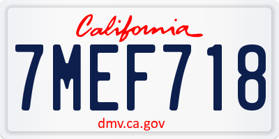 CA license plate 7MEF718