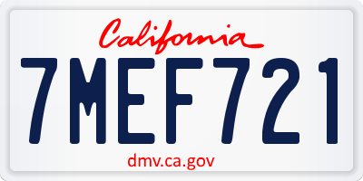 CA license plate 7MEF721