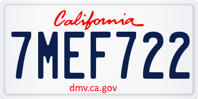 CA license plate 7MEF722
