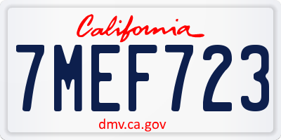 CA license plate 7MEF723