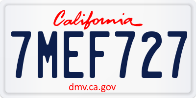CA license plate 7MEF727