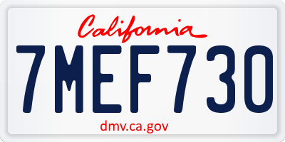 CA license plate 7MEF730