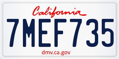 CA license plate 7MEF735