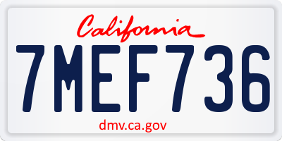 CA license plate 7MEF736