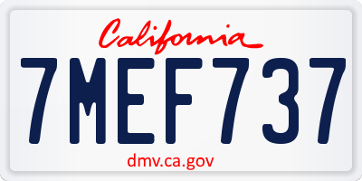 CA license plate 7MEF737