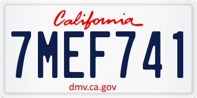 CA license plate 7MEF741