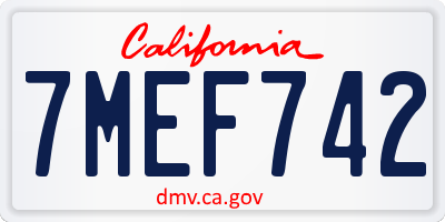 CA license plate 7MEF742