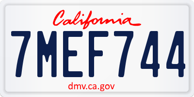CA license plate 7MEF744