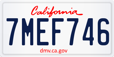CA license plate 7MEF746