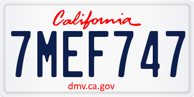 CA license plate 7MEF747