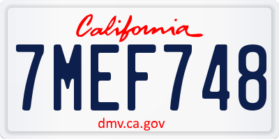 CA license plate 7MEF748