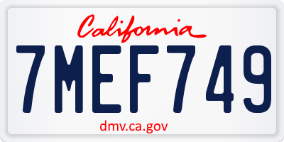 CA license plate 7MEF749