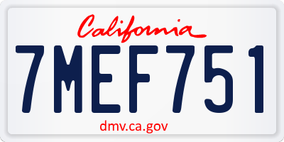 CA license plate 7MEF751