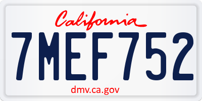 CA license plate 7MEF752