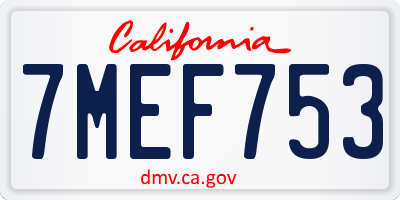 CA license plate 7MEF753