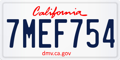 CA license plate 7MEF754