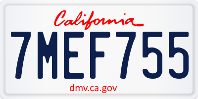 CA license plate 7MEF755