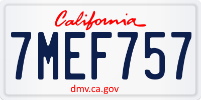 CA license plate 7MEF757