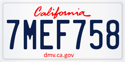 CA license plate 7MEF758