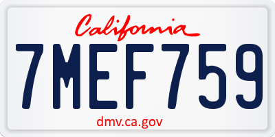 CA license plate 7MEF759