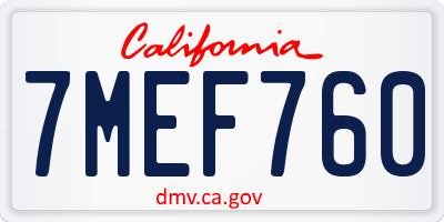 CA license plate 7MEF760