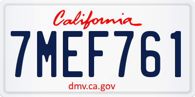 CA license plate 7MEF761