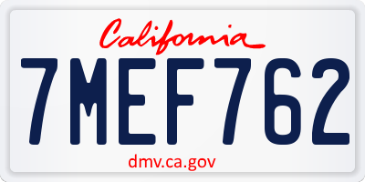 CA license plate 7MEF762