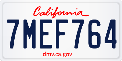 CA license plate 7MEF764