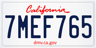 CA license plate 7MEF765