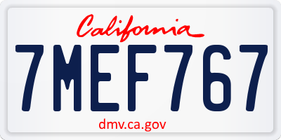 CA license plate 7MEF767