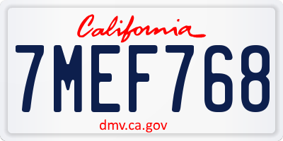 CA license plate 7MEF768