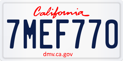CA license plate 7MEF770