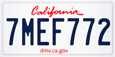 CA license plate 7MEF772
