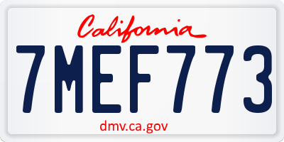 CA license plate 7MEF773