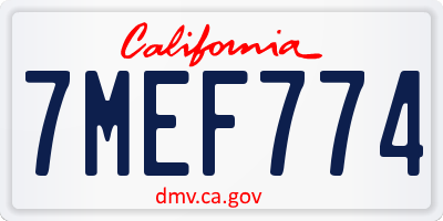 CA license plate 7MEF774