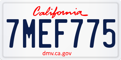 CA license plate 7MEF775