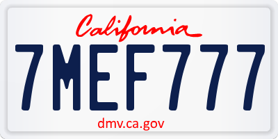 CA license plate 7MEF777