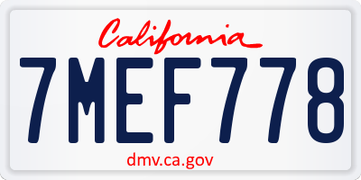 CA license plate 7MEF778